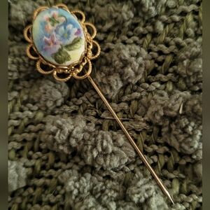 Vintage Floral Gold Hat/Stick Pin
